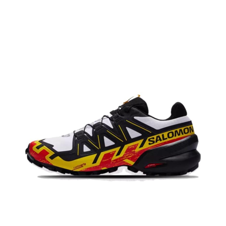 Salomon Shoes Speedcross 6 - SALOMON Speedcross 6 รองเท้าวิ่งเทรลที่ใส่สบายสำหรับผู้ชาย สีดำ ขาว