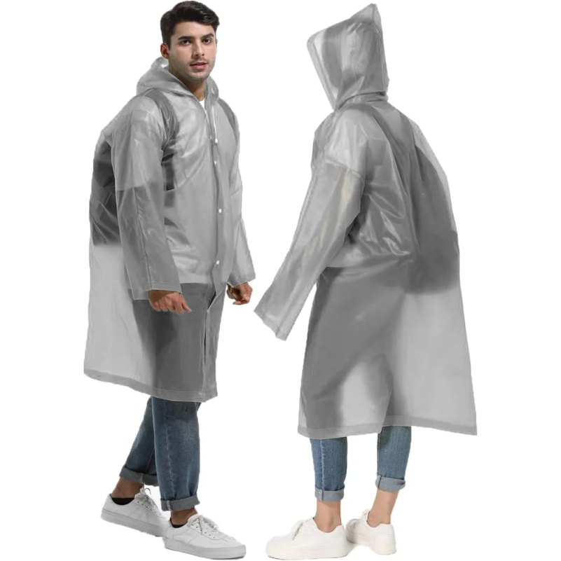 Emergency Poncho Rain - เสื้อกันฝนแบบใช้ซ้ำได้สำหรับผู้ใหญ่, เสื้อกันฝนกันน้ำ, เสื้อกันฝนฉุกเฉินแบบใช้ซ้ำได้สำหรับผู้ใหญ่พร้อมฮู้ดและเชือกรูด